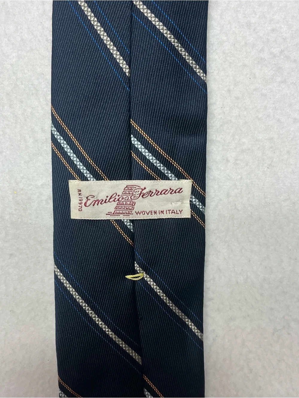 Emilio Fervaro Men's Blue Diagonal Striped Pointed Woven Tie